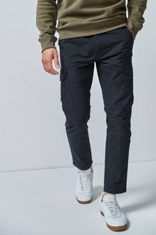 slim fit black cargo trousers