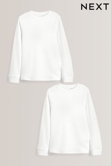 White Long Sleeve Thermal Tops 2 Pack (2-16yrs)