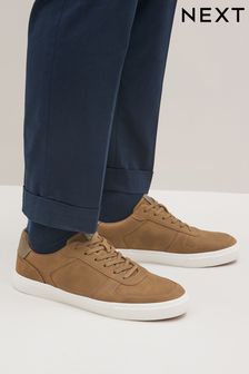 Tan Brown Lace Up Low Trainers