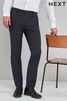 Navy Blue Stretch Smart Trousers