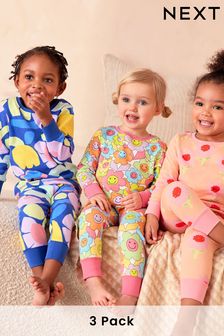 Multi Bright Character 3 Pack Printed Long Sleeve Pyjamas (9mths-10yrs)