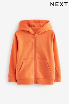 Orange Plain Zip Through Hoodie (3-16yrs)