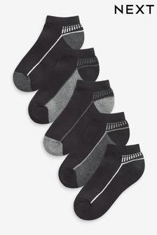 Monochrome 5 Pack Cushioned Footbed Sports Trainer Socks