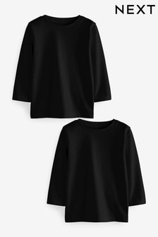 Black 2 Pack Long Sleeve T-Shirts (3mths-7yrs)