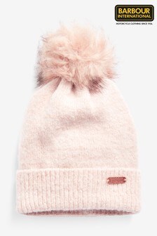 barbour pink bobble hat