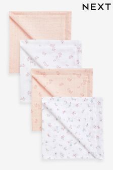 Pink Rabbit Baby Muslin Cloths 4 Packs