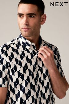 Black/White Printed Short Sleeve Shirt