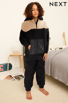 Black/Brown Fleece All-In-One (3-16yrs)