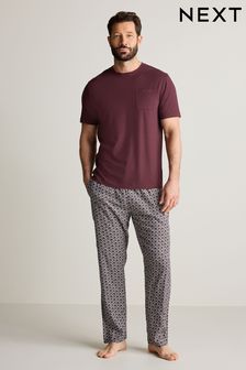 Purple Soft Geo Lightweight Pyjamas Set