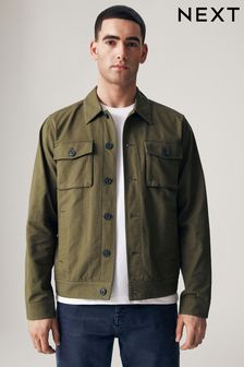 Khaki Green Textured Button Up Shacket