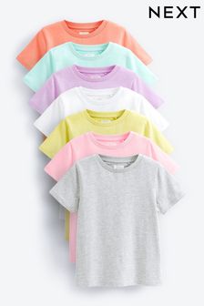 Multi 7 Pack Pastel Plain T-Shirts (3-16yrs)