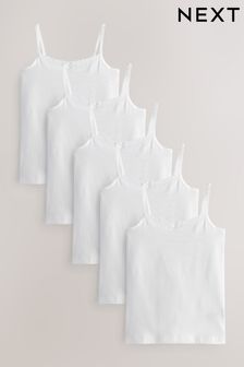 White Lace Trim Cami Vest 5 Pack (1.5-16yrs)