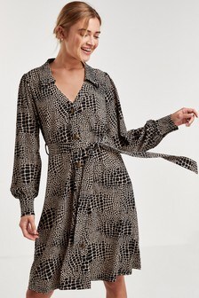 next leopard print shirt dress