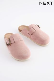 Pink Suede Slip-On Clogs