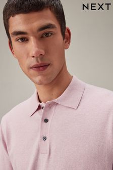Pink Marl Knitted Polo Shirt