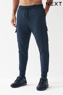 Navy Cotton Rich Cuffed Cargo Joggers