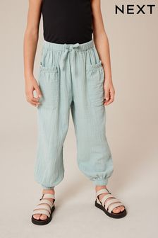 Teal Blue Textured Pull-On Trousers (3-16yrs)