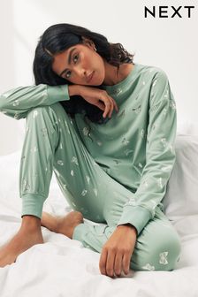 Sage Green Butterfly Foil Supersoft Cosy Pyjamas