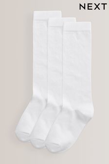 White Diamond 3 Pack Cotton Rich Knee High School Socks