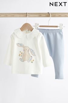Blue Bunny Baby Top And Leggings Set