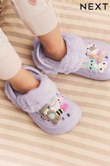 Lilac Purple Character Warm Lined Clog Slippers