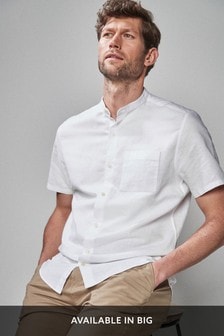 Shirt Grandad collar white with pocket Long Sleeve R504