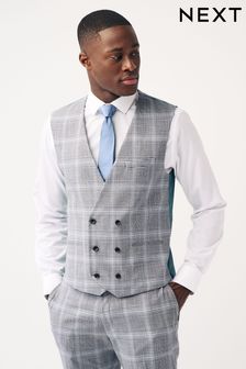 Light Grey Check Suit Waistcoat