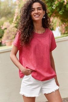 red and pink t shirt