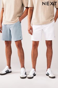 Blue/White Elasticated Waist Chino Shorts 2 Pack