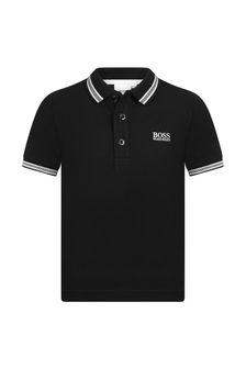 قميص بولو قطن أسود للأولاد BOSS من Boss Kidswear