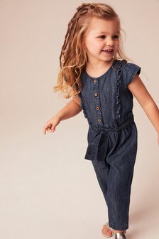 next girls denim jumpsuit