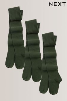 Green 3 Pack Cotton Rich School Tights