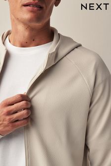 Ecru White Active Textured Hoodie