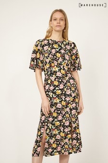 warehouse floral print midi dress