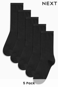 Black Basic Ankle Socks Five Pack