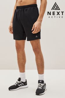 Black Regular Length Active Gym & Running Shorts