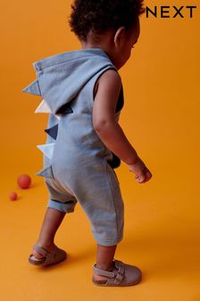 Teal Blue Dino Spike Short All-In-One (3mths-7yrs)