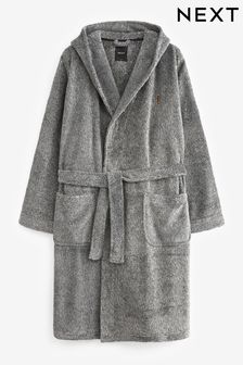Grey Next Supersoft Hooded Dressing Gown