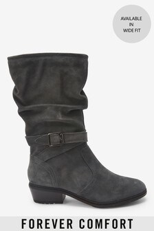 Mid Calf Leather, Suede \u0026 Wedge Boots 
