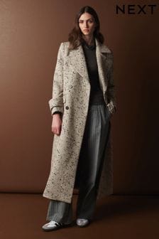 Grey Wool Rich Textured Maxi Coat