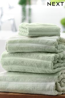 Sage Green Sage Green Ribbed Towel 100% Cotton