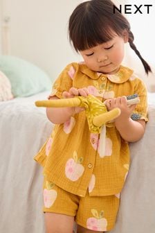 Ochre Yellow Woven Button Through Pyjamas (9mths-12yrs)