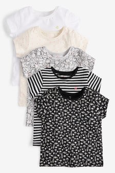 Brand New Next Girls Appliqué Cute Bunny Striped Short Sleeve Top Age 4-5 yrs .