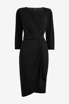 black wraparound dress