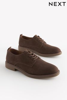 Brown Suedette Derby Shoes