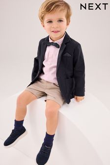 Navy Blazer, Shirt, Short & Bow Tie Set (3mths-9yrs)