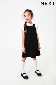 Black Jersey Stretch Pinafore School Dress (3-14yrs)