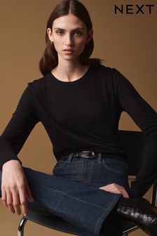 Black Premium Long Sleeve Crew Neck Top