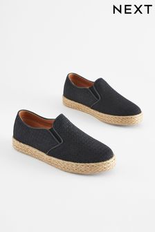 Navy Woven Espadrilles Loafers