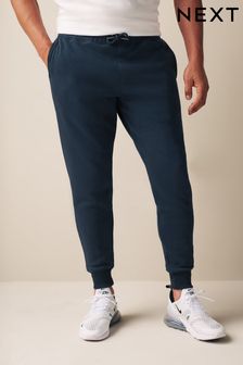 Navy Cotton Blend Cuffed Joggers